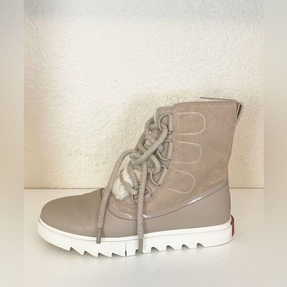 Sorel Joan of Arctic Next Lite taupe tan fur lined wedge waterproof snowboot 7.5 - Picture 7 of 12